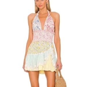 LoveShackFancy Cambria Halter Dress in Fruit Punch